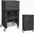 Shelving Cover Storage Shelf Wire Rack Cover,48" W x 18" D x 72" H,Nylon Buckle Design on Both Sides of The Front for Easy Access to Items (No Shelves,Black)