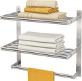 Towel Shelf for Bathroom Wall Mounted, 3-Tier Hotel Style Towel Rack with Towel Bars, Brushed Nickel Towel Racks for Bathroom Lavatory, 16 Inch