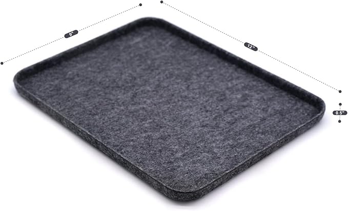 Welaxy felt tray Lid for Storage Bins Drawer Organizer bin cap of box for junk stuff stationery makeup jewelry closet bathroom minimalist lifestyle (Charcoal Lid, M)