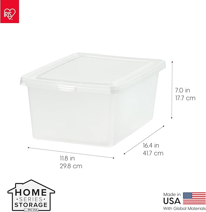 IRIS USA 12-Pack Storage Bins with Lids, 17 Quart, Shoe Boxes Clear Stackable Containers Organize Shoes Closet Shelves, Classroom Organization Teacher Tools, Game Storage - BPA-Free Plastic