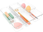 25 PCS Clear Plastic Drawer Organizer Set,Vanity Organizer Storage Bins Containers,4 Size Desk Drawer Organizer Tray