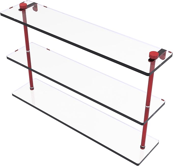 Allied Brass NS-5/22-FER 22 Inch Triple Tiered Glass Shelf, Fire Engine Red
