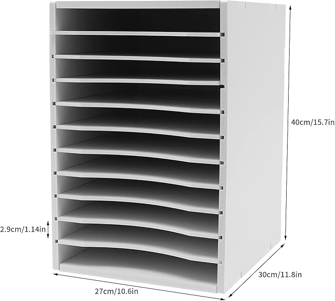 LOYALHEARTDY Vertical Desktop Sorter, 11 Adjustable, Letter-Size Compartments, PVC Organizer for Home Office and Classroom