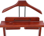 Suit Valet Stand Reddish Orange, Freestanding Clothes Rack with Wheels & Drawers, Solid Birch Wood, 66lbs Capacity, for Bedroom Hotel Entryway