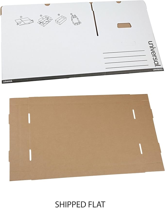 Universal 9522101 Medium-Duty Easy Assembly Legal File Storage Box - White (12/Carton)