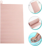 SECFOU Non-Slip Soft Silicone Laundry Washboard, Portable Foldable Household Washing Board for Hand Clothes Cleaning, Pink Small Size for Travel and Home Use