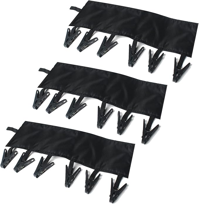 TamBee Portable Hanger Clips Travel Clothesline Travel Hangers Towel Drying Rack Clothing Hanger Folding Portable Sock Dock Swimsuit Drying Rack Hanger with 6 Clips Pack of 3 (Black)