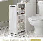 Over The Toilet Storage Cabinet with Pulley Small Bathroom Storage Cabinet, Space Saver W/Adjustable Shelf & Open Shelf for Bathroom, Restroom, Laundry (White-Type A)