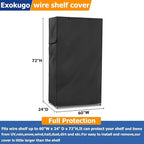 Wire Shelf Cover,600D Heavy Duty 100% Waterproof Shelf Covers for Wire Shelving,Outdoor Storage Shelves Cover for Metal Rack,60" W x 24" D x 72" H,Black