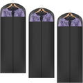 Univivi Long Garment Bags for Hanging Clothes, 65" Dress Bags for Gowns Long for Closet Storage with Large Visible Window for Long Suits, Coats, Dresses, 3 Pack, Black