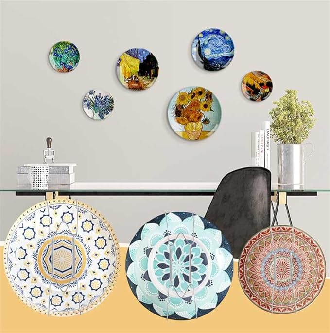 5 Pack Plate Hangers for Wall, Suitable for 8-10 inch Art Plate, Stainless Steel Invisible Heavy-Duty Wire Plate Holder with Wall Hooks, Display Hanger for Decorative Plates/Dishes/Platters(Silver)