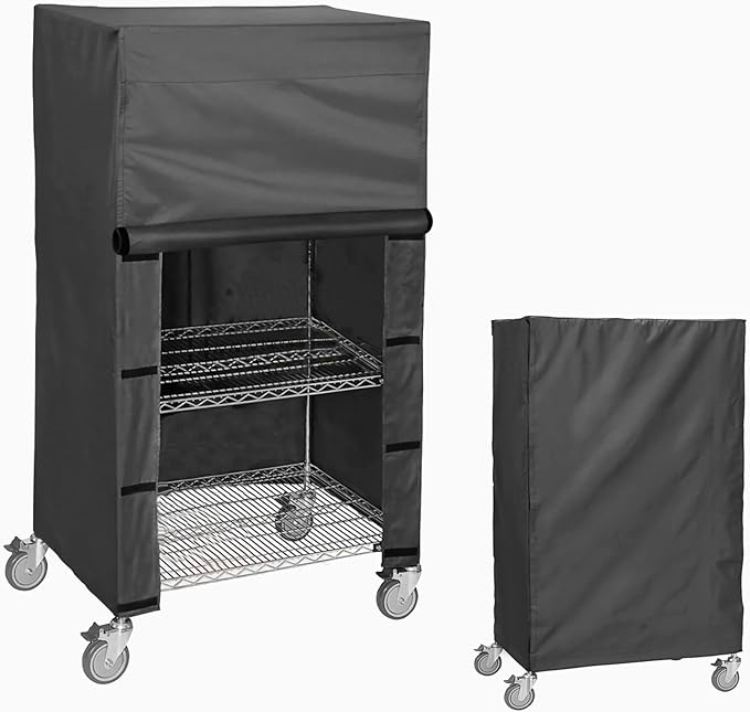Waterproof Shelf Cover for 35.5" W x 11.9" D x 72" H, Dustproof Shelving Cover for Wire Rack, Nylon with Hook and Loop Closure, Perfect for Garage or Closet, Black (No Shelves)