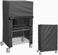 Waterproof Shelf Cover for 35.5" W x 11.9" D x 72" H, Dustproof Shelving Cover for Wire Rack, Nylon with Hook and Loop Closure, Perfect for Garage or Closet, Black (No Shelves)