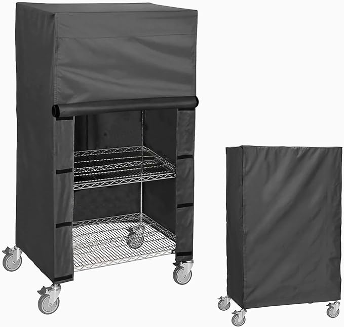 Waterproof Dustproof Shelf Cover for Wire Shelving and Storage Rack, 36" W x 18" D x 54" H, Heavy-Duty Dust Cover with Nylon Buckle and Hook & Loop Closure (Black, No Shelves)