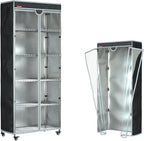 Wire Shelf Cover 30"x14"x54" – Waterproof Dustproof Shelving Cover, Clear PVC Front & T-Zipper for Storage Rack & Garment Racks (No Shelves, Black)
