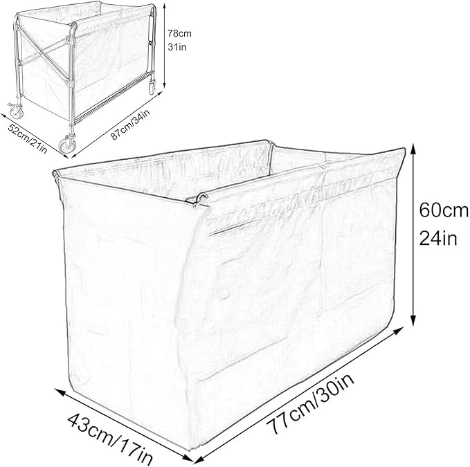 Replacement Liner Bag For Laundry Cart - Removable Liner Bag For Rolling Laundry Basket, Oxford Cloth Storage Bags, Trolley Cloth Bag, Hotel Room Work Trolley Replacement Bag(Gray,77x43x60cm/30x17x24i
