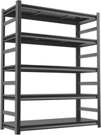 5 Tier Tall Storage Shelves, Heavy Duty Garage Shelving Unit, Adjustable Metal Shelves for Garage Storage, Basement, 35.4" W x 16" D x 71.2" H