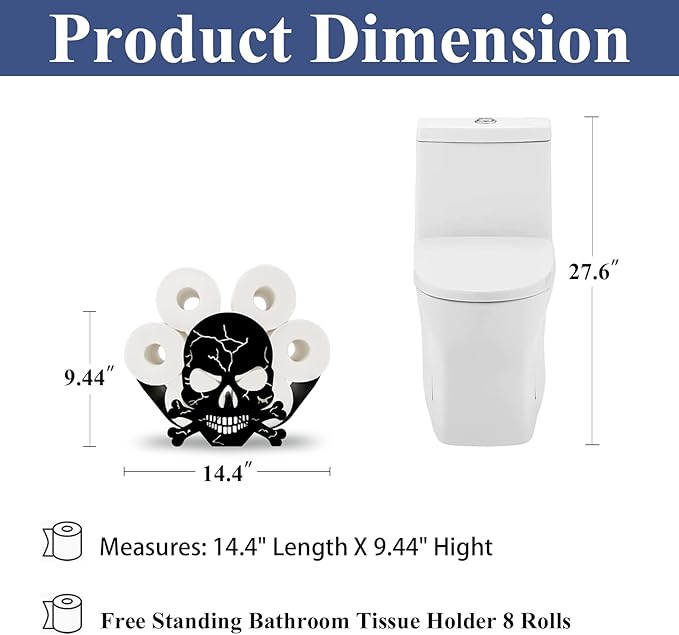 Sugar Skull Toilet Tissue Holder,Animal Paper Holders,Decorative Metal Papers Holder,Funny Toilet Animal Storage for Bathrooms,Bathroom Paper Organizer for Extra 8 Rolls Free Standing Art Decor