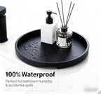 Silicone Bathroom Tray - 9-Inch Round Vanity Tray, Suitable for Candles, Perfumes, Soap Dispensers Black
