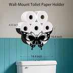 Lovely Butterfly Toilet Tissue Holder,Animal Paper Holders,Decorative Metal Papers Holder,Funny Toilet Animal Storage for Bathrooms,Bathroom Paper Organizer for Extra 8 Rolls Wall Mounted Art Decor