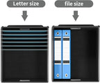 Huolewa File Organizer Box with Lid, Collapsible File Folder Organizer for Office Document Storage, Filing Box with Plastic Slide for Letter/Legal Size Hanging Files, Dark Grey