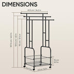 HAITRAL 42" H Standing Towel Rack, 3 Tiers Towel Holder with Basket, Bathroom Freestanding Towel Rack with 360° Anti-Skid Wheels, Multi-Use for Towel, Blanket, Clothes, Indoor/Outdoor (Black)