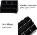 PU Leather Desk Organizer, Luxury Remote Control Holder for Home, Office Desk Accessories Table Caddy Bedside Nightstand Organizer (Black)