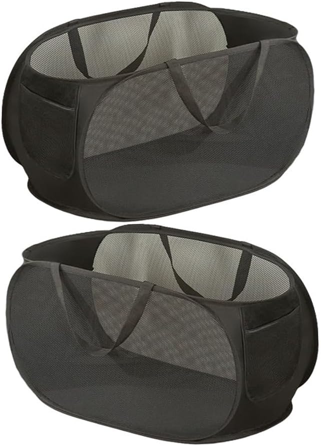 2 Pcs Mesh Popup Laundry Hamper, Opening Laundry Basket,Popup Laundry Basket with Durable Handles,Foldable Pop-up Mesh Hamper Dirty Clothes Basket for Clothes & Laundry-Home Organization