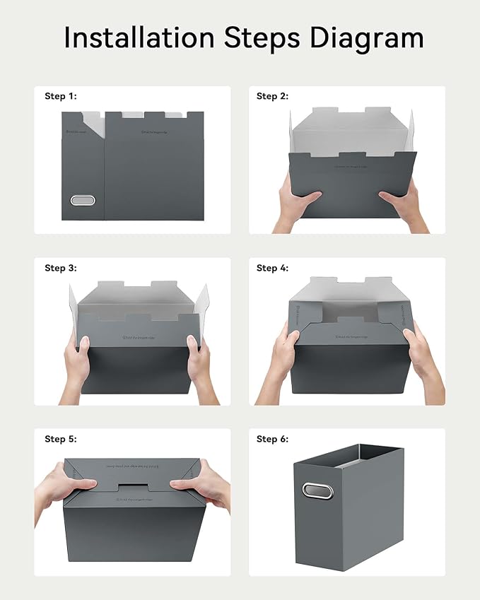 Oterri Cardboard File Organizer Box for Hanging File Folders Letter Size,File Box for Computer Desk,File Cabinet,Working Home,Office,Classroom (Dark Grey, Letter Size - 8 Packs)
