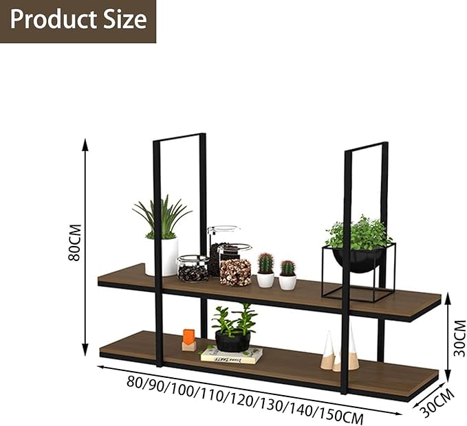 2-Tier Hanging Plant Shelves - Ceiling-Mounted Storage Rack for Kitchen & Home, Floating Wine Holder & Flower Pot Stand, Decorative Display Shelves (150x30x80cm)