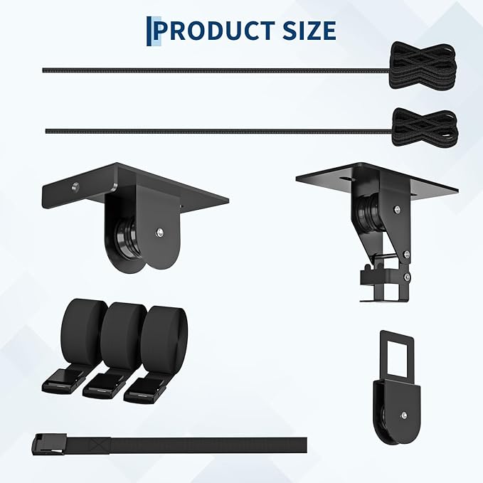 Cargo Box Garage Pulley System, Heavy Duty Overhead Hoist for Rooftop Cargo Boxes & Large Storage Totes, 200 Lb Capacity, Fits 10–14 ft Garage Ceilings, Adjustable Straps & Dual Fixed Mounts