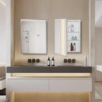 Bathroom Medicine Cabinet with Beveled Edge Mirrored Door 15 x 24 inch, Recessed or Surface Mount, with Adjustable Glass Shelves