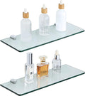 SAYAYO Floating Glass Shelves for Bathroom, Tempered Glass Shelf for Wall 15 x 5 Inch 2 Pack, Clear