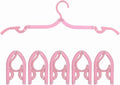 6PCS Portable Folding Clothes Hangers Clothes Drying Rack for Travel (Pink)
