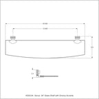 Allied Brass 433G/24-PNK Venus Collection 24 Inch Glass Shelf with Grooved Accents, Pink