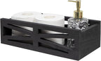 Rustic Wooden Bathroom Decor Box, Farmhouse Toilet Paper Basket (Black)
