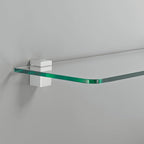 Glass Shelves - Tempered Safety Glass Shelves for Bathroom, Choose Over 20 Shelf Brackets and Multiple Shelf Sizes - Bloc Style - 23.6 x 7.9 in - Silver Clip