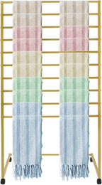 Scarf Display Stand, 10 Tier Metal Scarf Holder Organizer Freestanding Display Scarf Stand for Commercial Clothing Retail Store Towel Rack Ties Belt Pants Hanging Rack