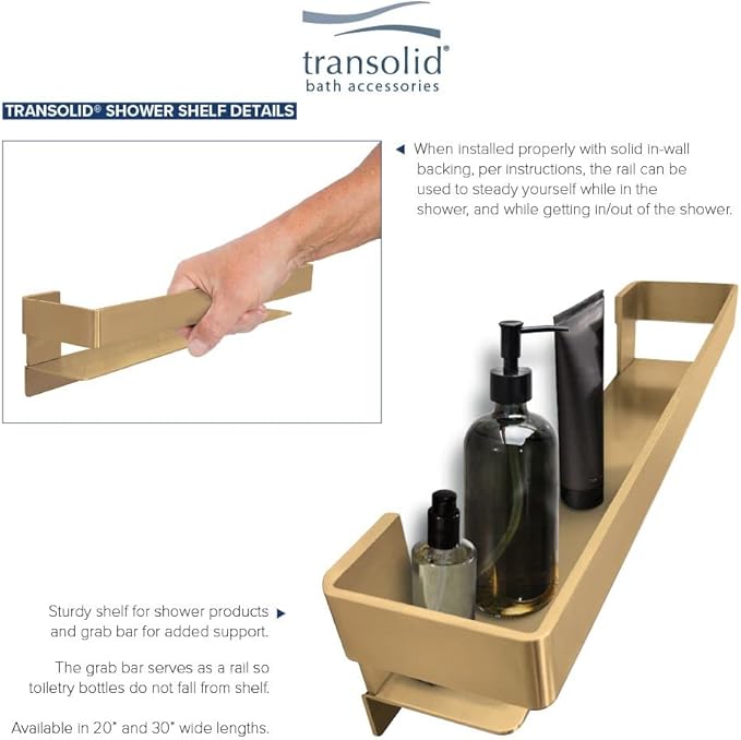Transolid JGBS30-CB Jocelyn 30-in Grab Bar Shelf, Champagne Bronze