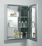 Kohler CB-CLW2026SS Aluminum Bathroom Medicine Cabinet with Mirror, Decorative Silver Framed Mirror Door, Adjustable Shelves, Rectangular Frame, 20 in. W x 26 in. H