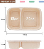 4 pack Bento Lunch Box, 2 Compartments Meal-Prep Containers with Lids, Microwave & Dishwasher Safe, Reusable Divided Food Food Storage Containers -Stackable for Travel, School and Work