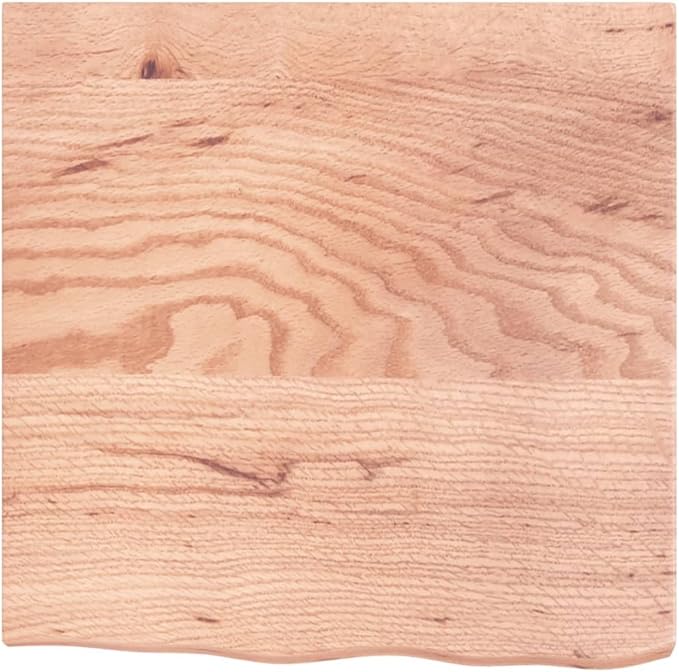 vidaXL Countertop-Treated Solid Oak Wood-Bathroom Vanity Top-Deskl Natural Light Brown-Live Edge Design-Measures 23.6"x23.6"x(0.8"-1.6")