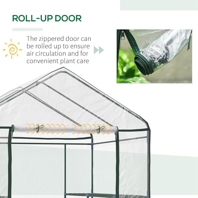 Portable Walk-in Greenhouse with Shelves, Outdoor Plant Protection Cover for Seedlings, Fruits, Flowers, and Vegetables