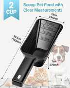 2 Cup Dog Food Scoop(2 Pack), Plastic Pet Food Scoop with Measuring Lines for Accurate Pet Food Portions,Dishwasher Safe (Black and Blue)