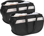 Collapsible Laundry Baskets, Foldable Tear Proof Pop Up Hamper with Reinforced Carry Handles, Durable Laundry Hamper for Home, Laundry, Bathroom, Dorm or Travel (Black, 2 Pack)