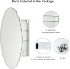 TOMACE Frameless Assymetrical Oval Medicine Cabinet with Beveled Mirror Irregular Surface Bathroom Medicine Cabinet Mirror with Storage for Bathroom, 20'' W x 30'' H