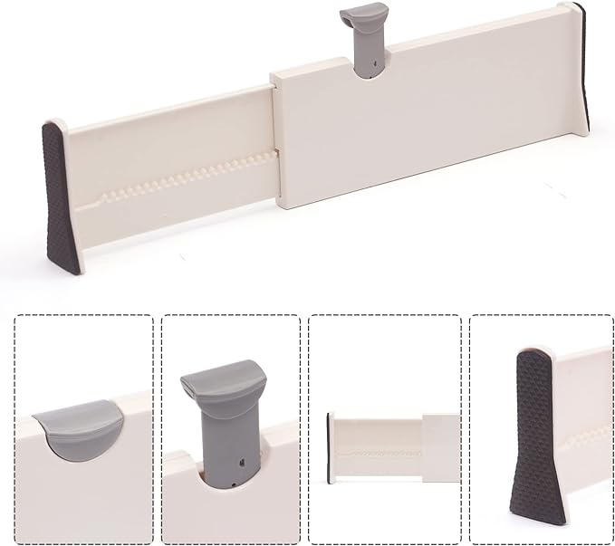 Set of 8 Adjustable Drawer Dividers Organizer Separators Plastic Dresser Organizer for Bedroom, Bathroom, Closet, Office Desk, Kitchen Storage
