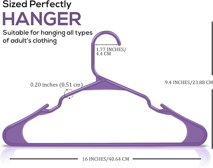 Utopia Home Plastic Hangers 30 Pack - Perfect Space Saving Clothes Hanger - Durable and Strong - Perfect Closet Organizers with Shoulder Grooves (Purple)