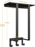 Towel Racks for Bathroom, Towel Rack with Shelf and 3 Hooks, Towel Storage Holders Wall for Rolled Bath Towels, Black
