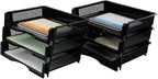 Plastic Stackable File Paper Storage Tray, Office Stackable Letter Tray, Black, 6 Pack